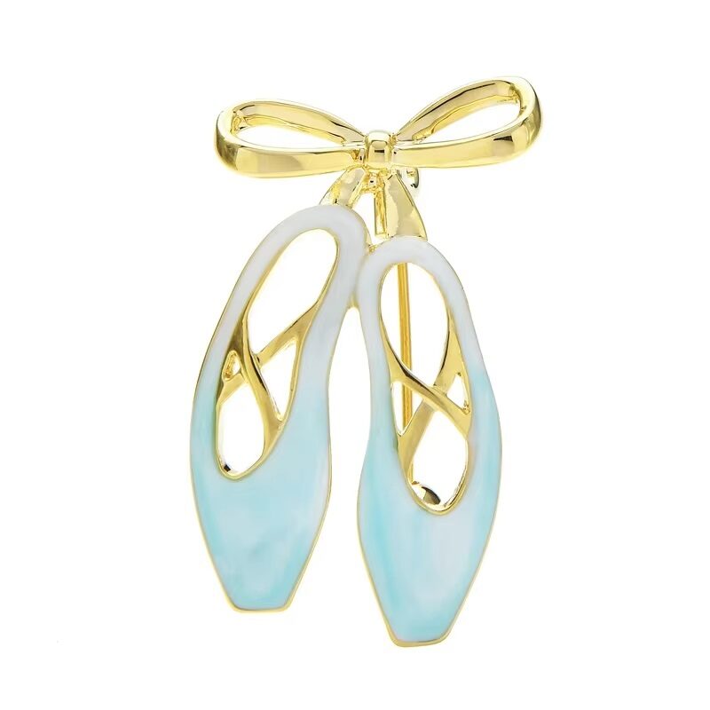 Prima Ballerina Vintage Enamel Pointe Shoes Tutu Brooch