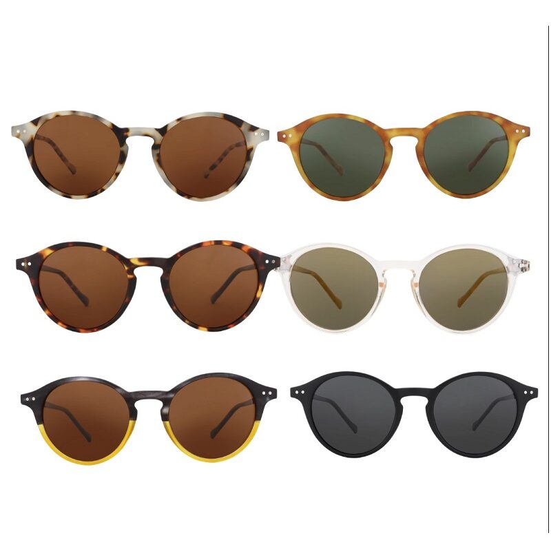 Vintage Round Acetate-Style Sunglasses Universal Face Fit