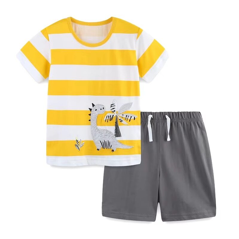 Toddler Set T-Shirt & Short Yellow Striped Pattern