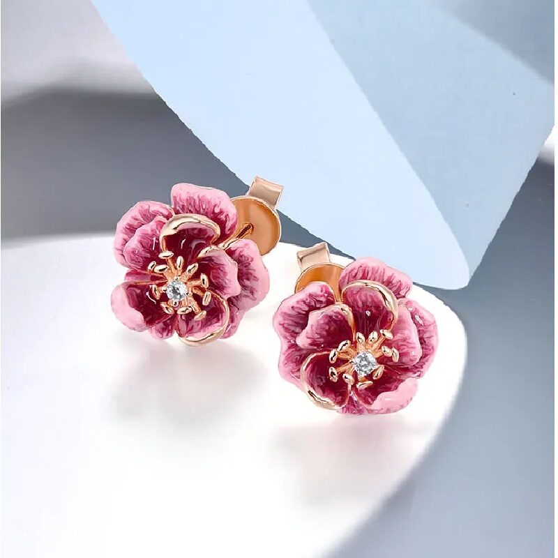 Rose Blossom Pink Petal Earring
