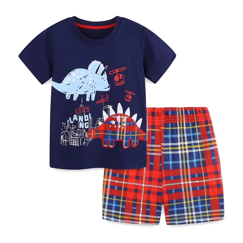 2-Piece Boys Matching Plaid Set Wild Rawr And City