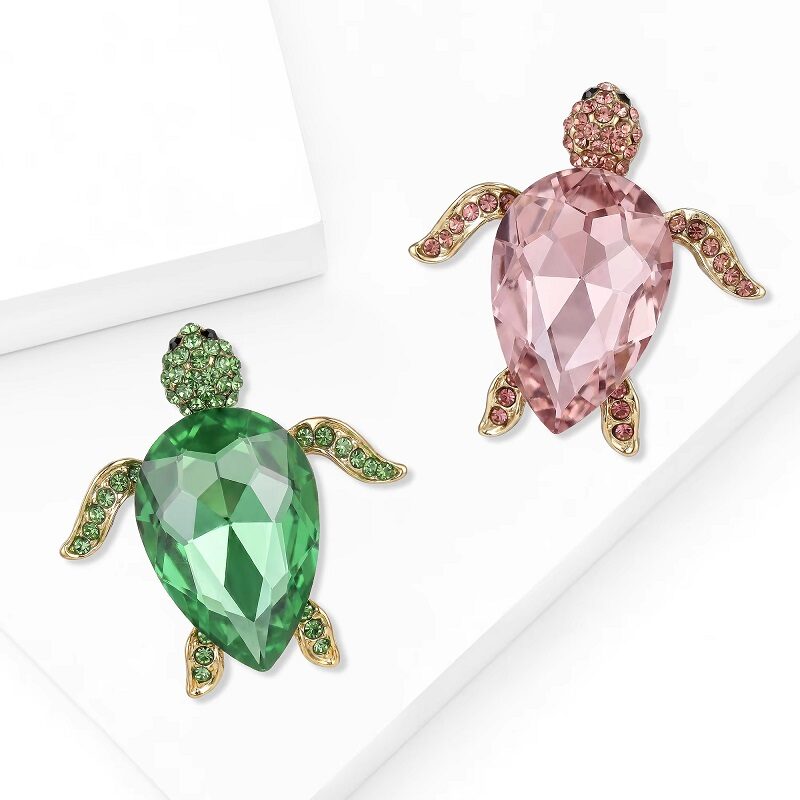 Fauna Heritage Crystal Turtle Brooches