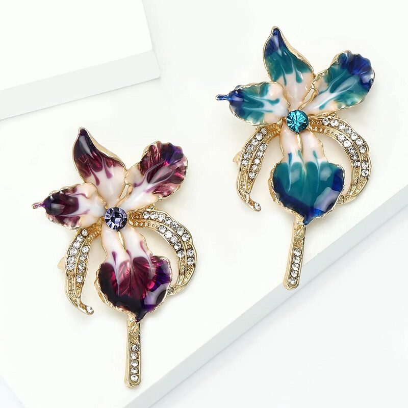 Grand Gala Crystal Orchid Convertible Brooch Necklace