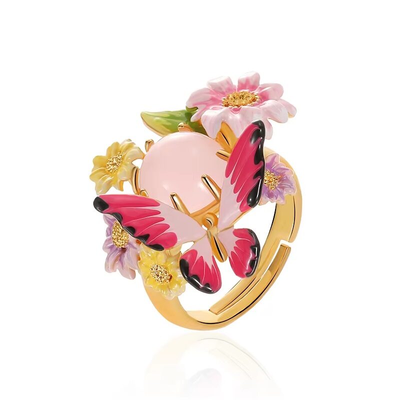 Papillon Bloom Adjustable Open Ring Real Gold Plated