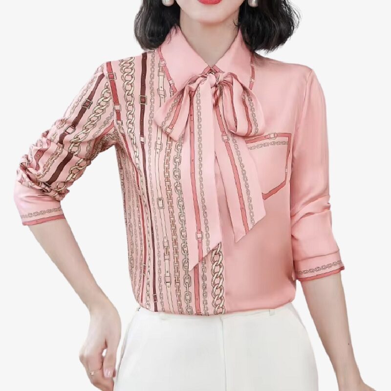 Silk Touch Graphic Harness Satin Button-Down Shirt