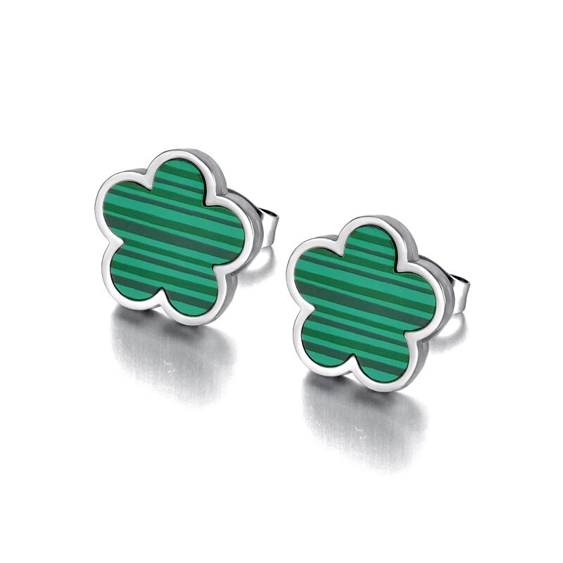 Bloom Clover Fleur de Luxe Silver Color Stud Earrings