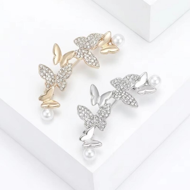 Luxe Butterfly Pearl Brooch