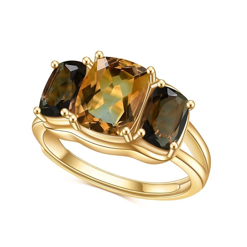 Citrine Trinity Ring 925 Three-Stone Gemstone Ring