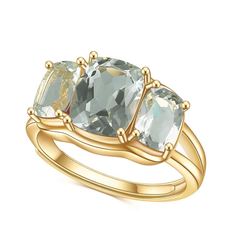 Amethyst Trinity Ring 925 Three-Stone Gemstone Ring