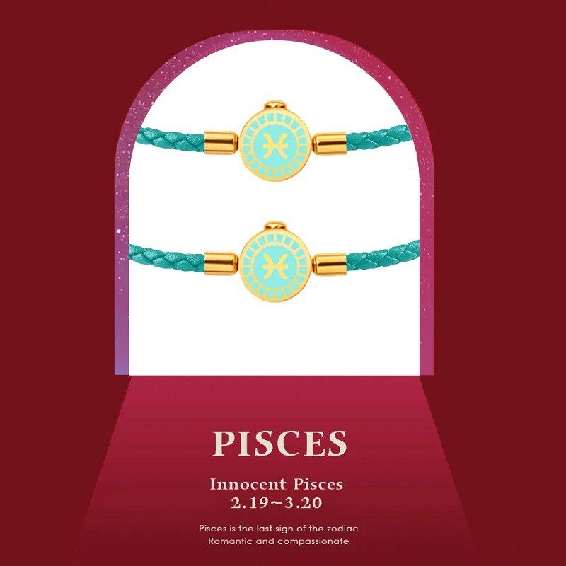 Zodiac Legacy Leather Charm Bracelet Ocean Turquoise