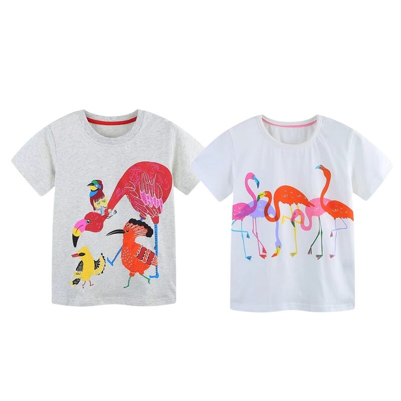 Tropical Fiesta Vibrant Flamingo & Exotic Bird Cotton Tee