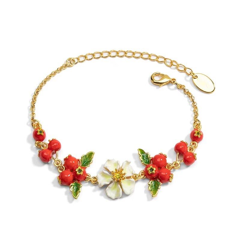 French Artisan Charm Bracelet Berries And Blossom