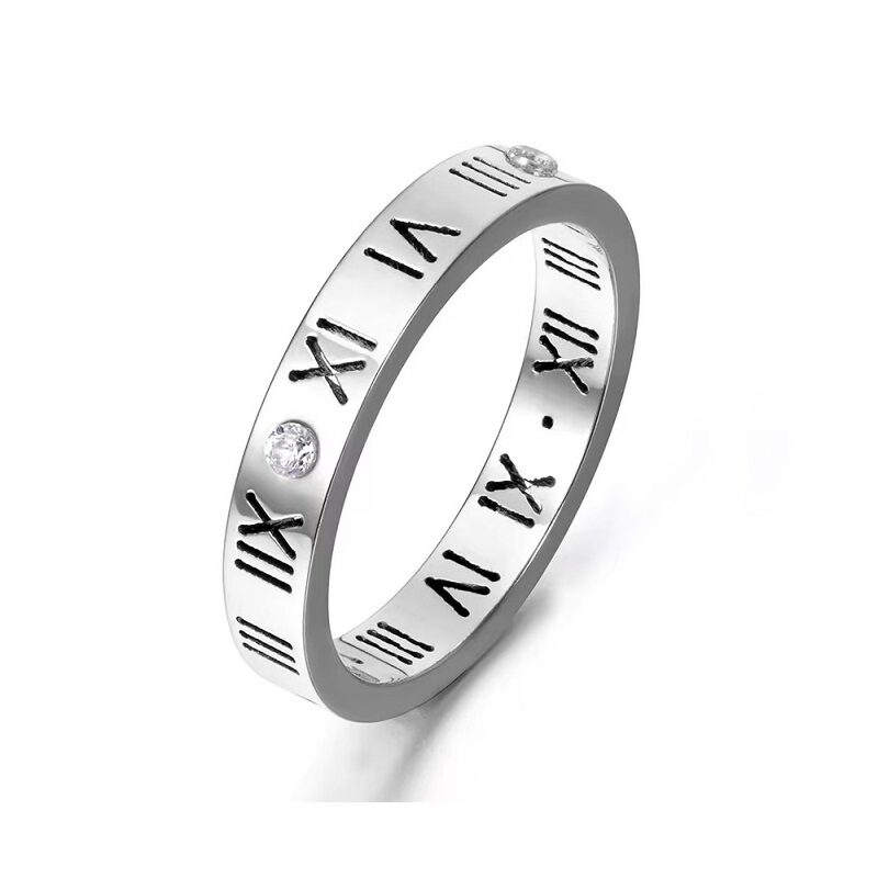 Roman Numeral Crystal Signet Ring