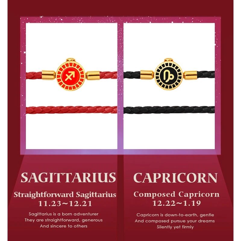 Zodiac Legacy Leather Charm Bracelet Red/Black
