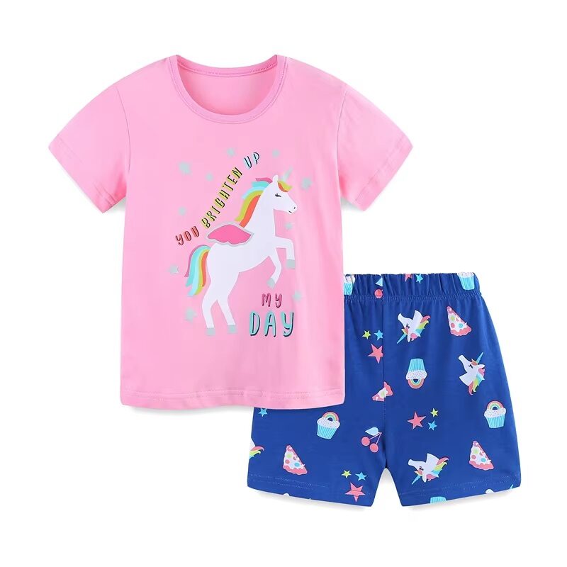 2-Piece Summer Set Girls Colored Unicorn