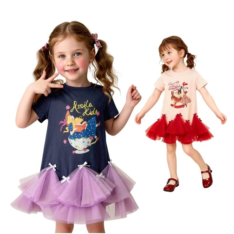 Enchanted Meadow Pastel Puff Girl Skirt Dress