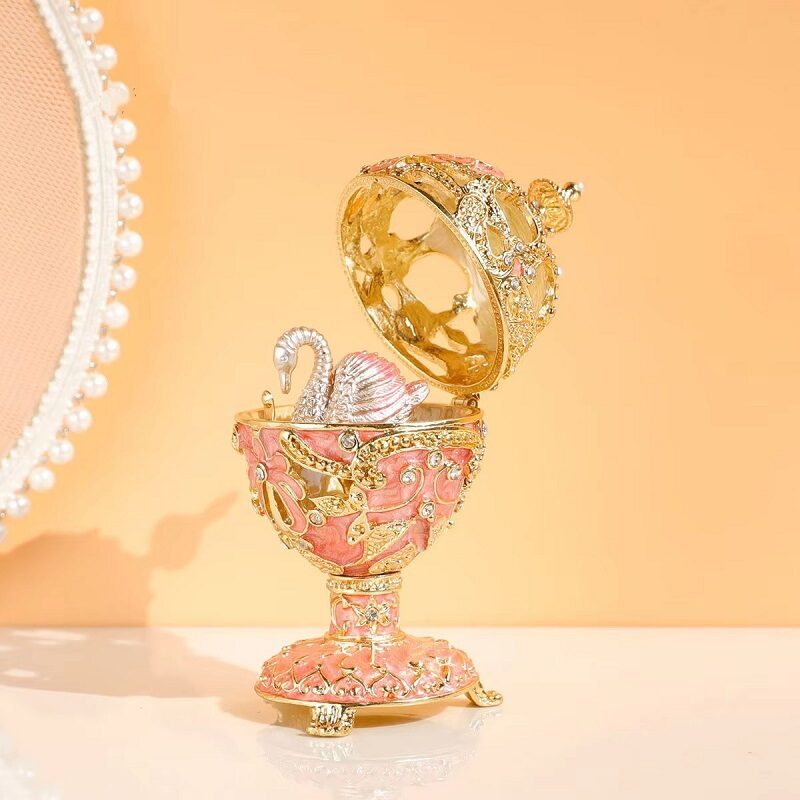Celestial Rose Fabergé-Inspired Jewelry Box Pink