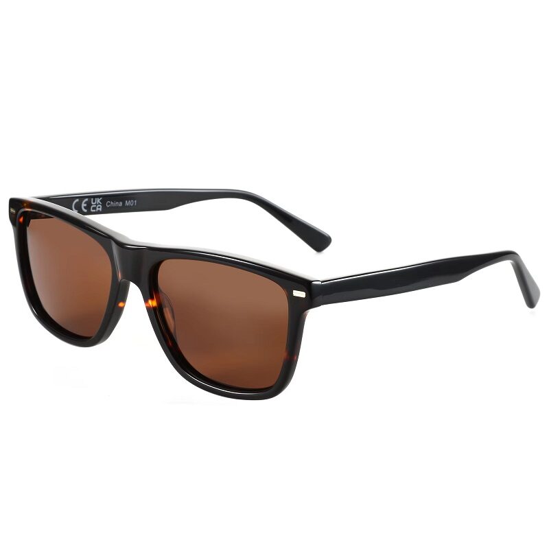 Premium Tortoiseshell Finish Square Sunglasses Acetate