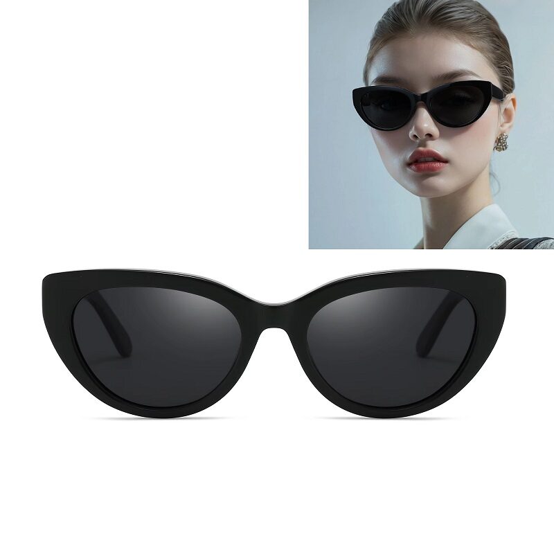 Milano Retro Cat-Eye Polarized Sunglasses – Black