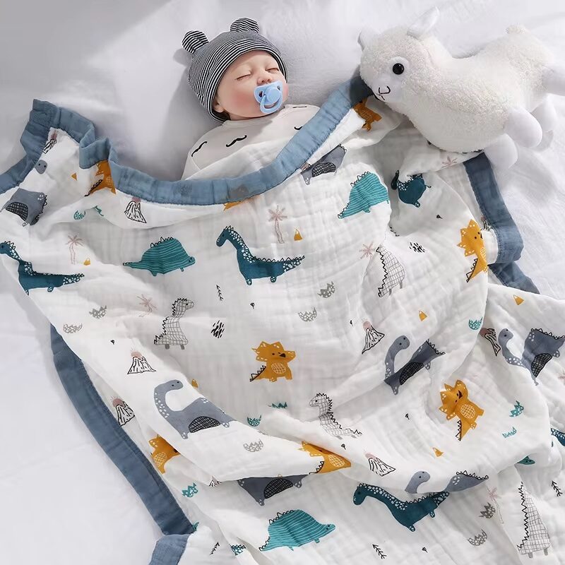 100% Muslin Cotton Absorbent Swaddle & Stroller Blanket