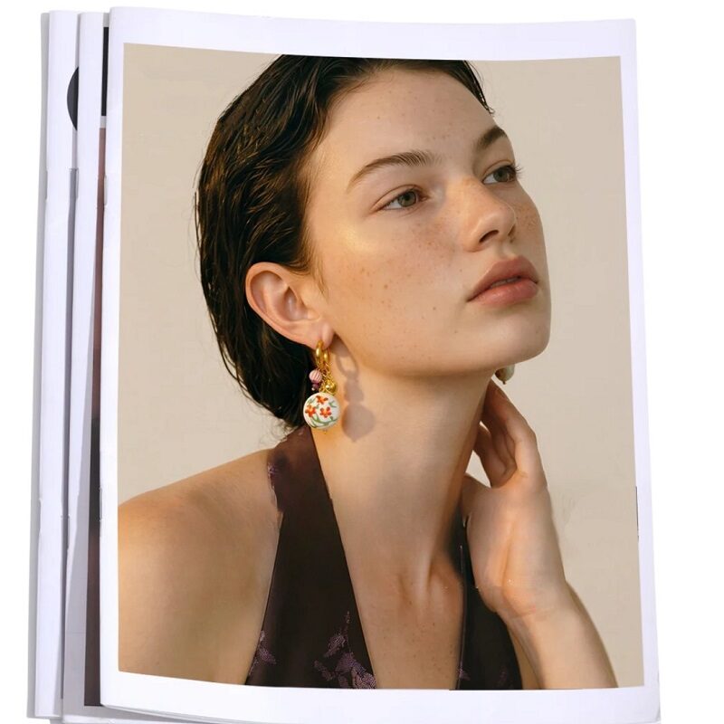 Fleur Bohème Stainless Steel Charm Hoop Earrings