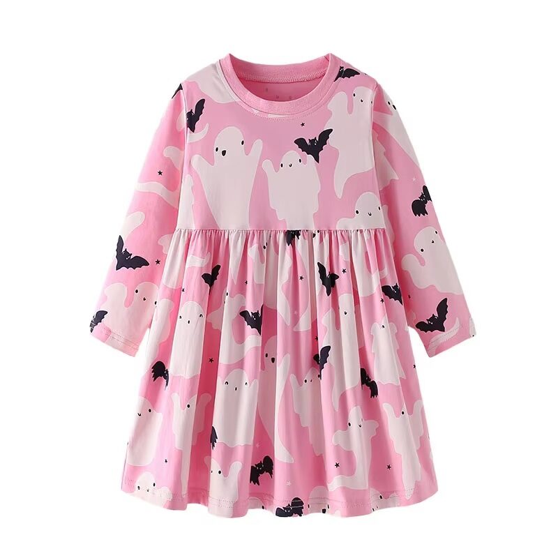 Ghouls Just Wanna Have Fun Girls’ Long Sleeve Cotton Dress