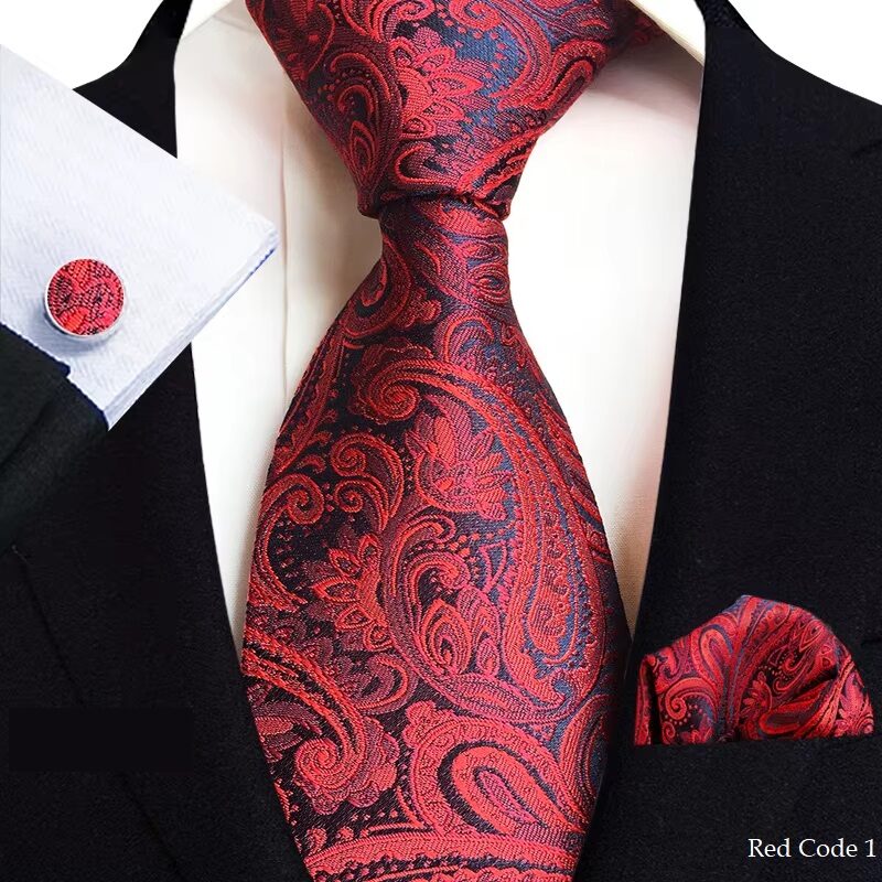 Regal Paisley Flower Tie Gift Set Jacquard Weave Accessories