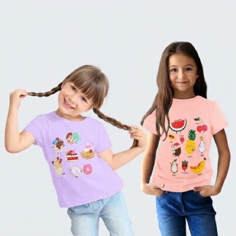 Whimsical Summer Pure Cotton Graphic Short-Sleeve Tee