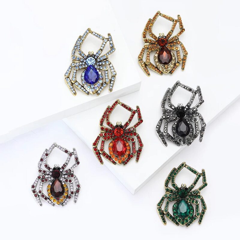 Shadow And Sparkle Gothic Crystal Arachnid Coat Pin Collection