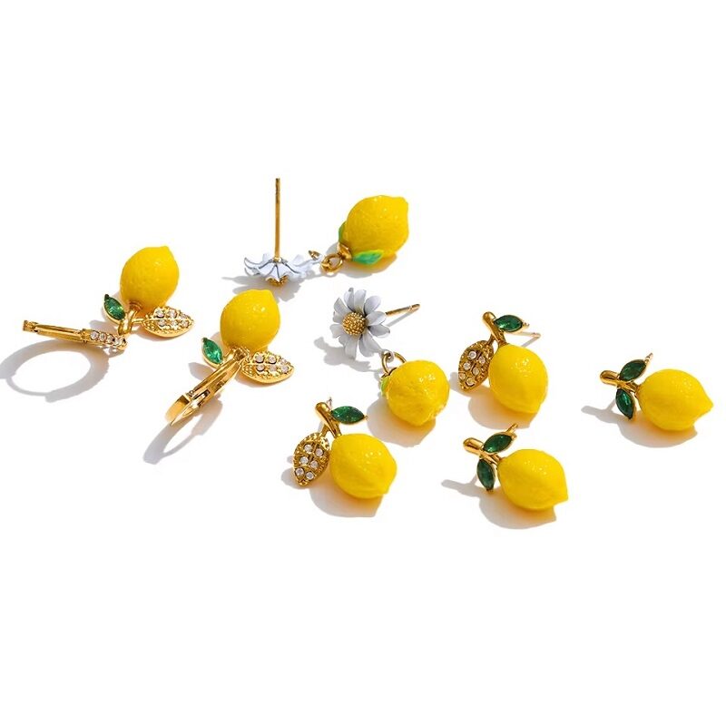 Amalfi Zest18K PVD Gold-Plated Resin Lemon Zirconia Earring