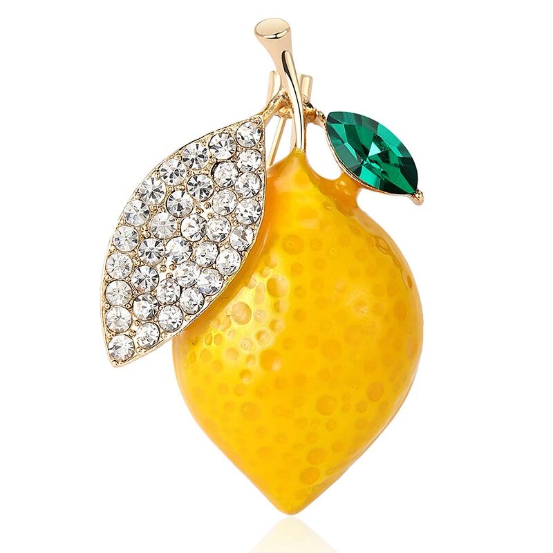 Mediterranean Summer Cubic Zirconia Pave Lemon Brooch