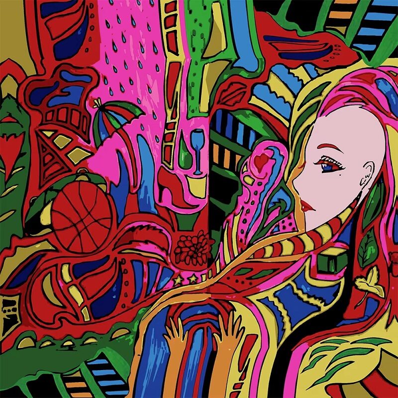 Prism Portrait Mulberry Silk Avant-Garde Pop Art Square Scarf