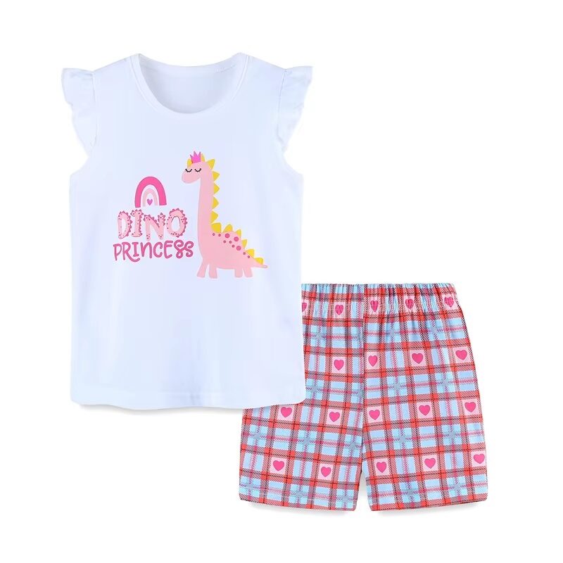 2-Piece Summer Set Dino Princess Girls Short