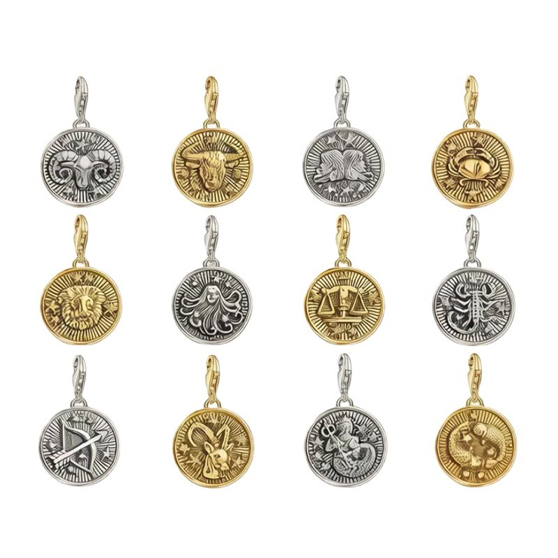 Zodiac Sign Golden Vintage Star Charm