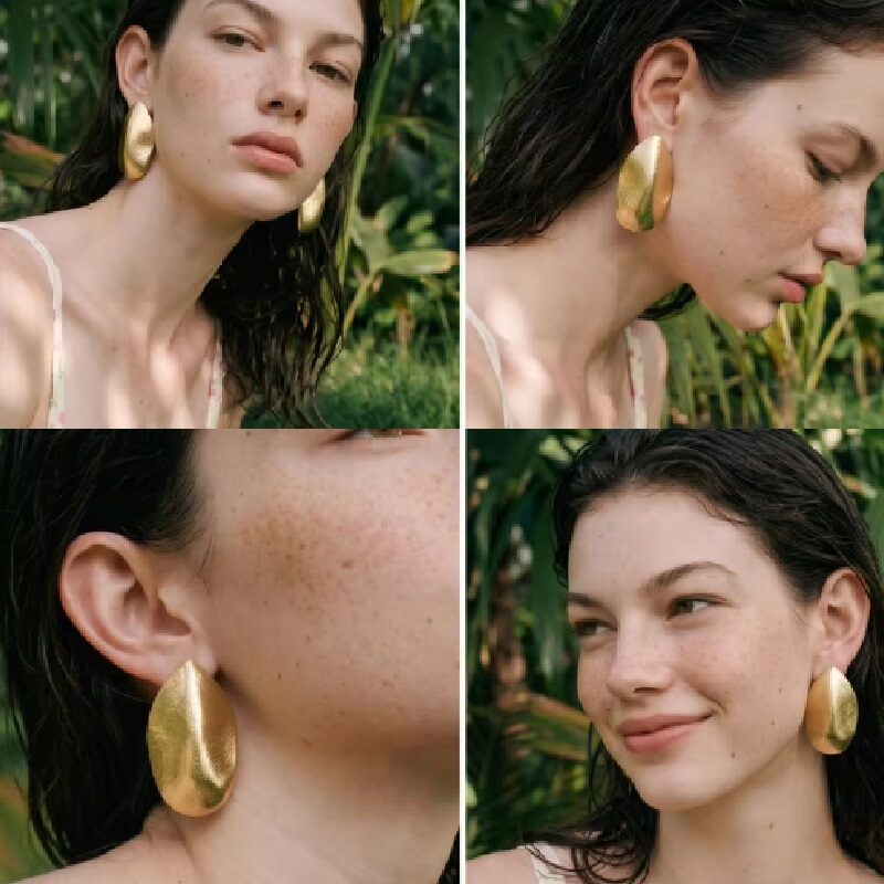 Sculpted Petal Oversized Metallic Statement Studs