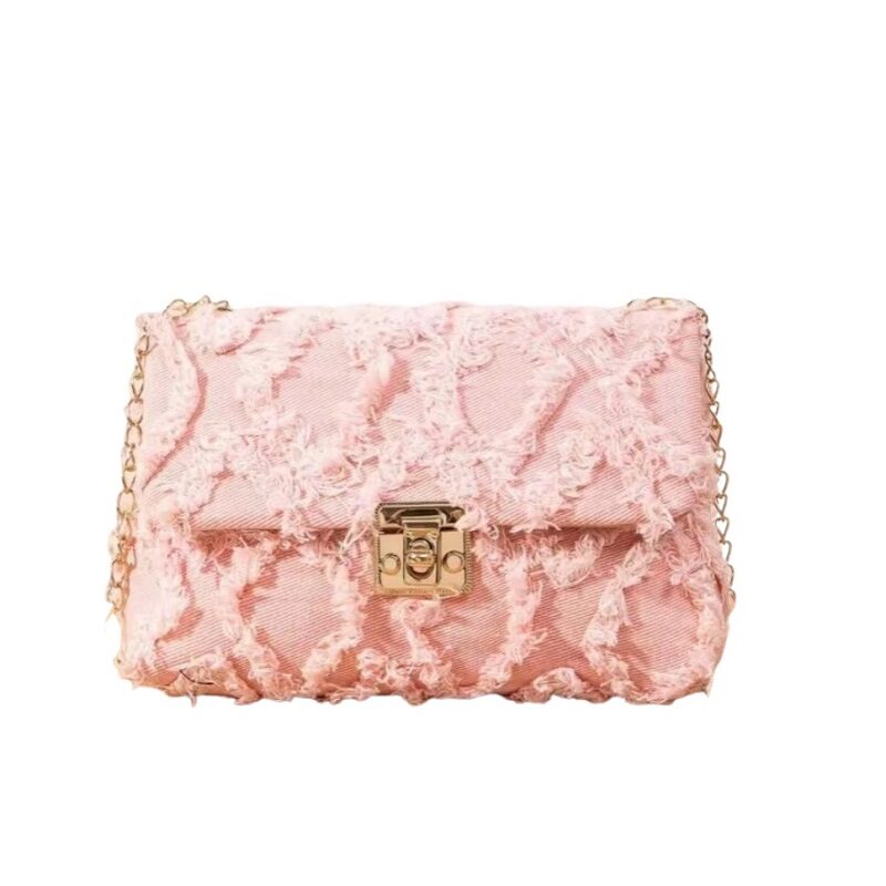 Paris Denim Pink Couture Shoulder Quilted Crossbody