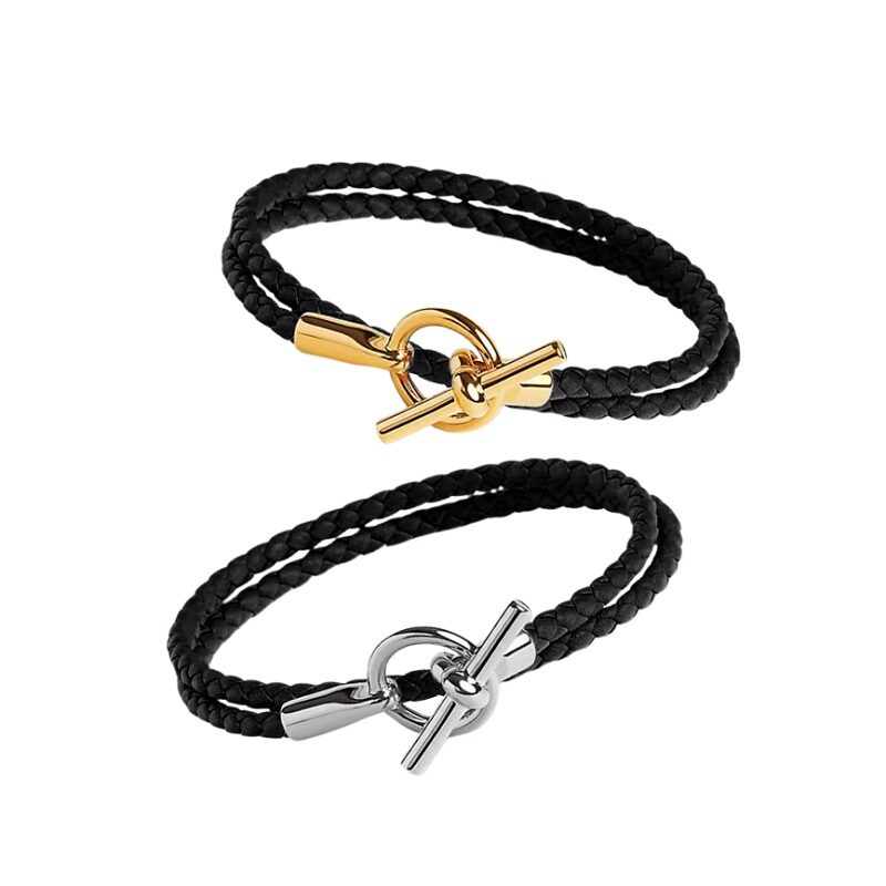 Double Braided Toggle Bracelets 18K Gold Vacuum Plated – Black