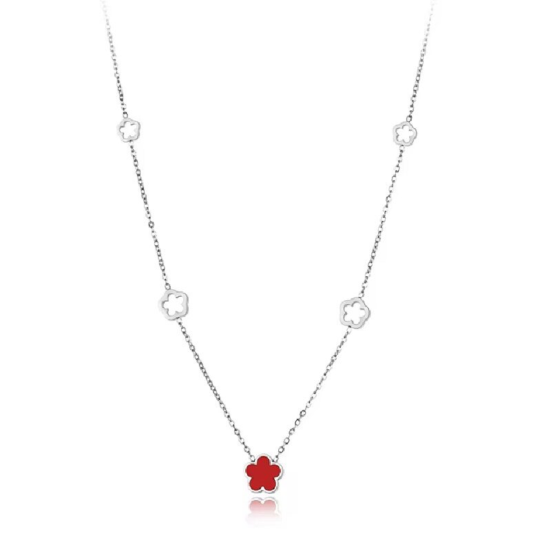 Bloom Clover Fleur de Luxe Silver Color Necklace