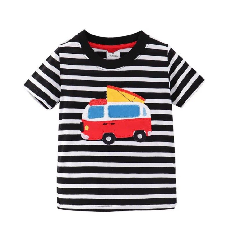 Boy’s T-Shirt Black White Striped Caravan