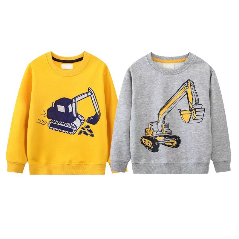 Boys’ Sweatshirt Yellow Bulldozer Crewneck