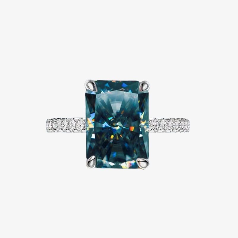 The Ice Cut Solitaire S925 Silver Radiant Gray Zircon Pavé Band