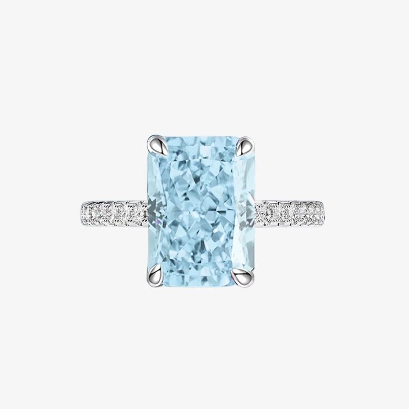 The Ice Cut Solitaire S925 Silver Radiant Ice Blue Zircon Pavé Band