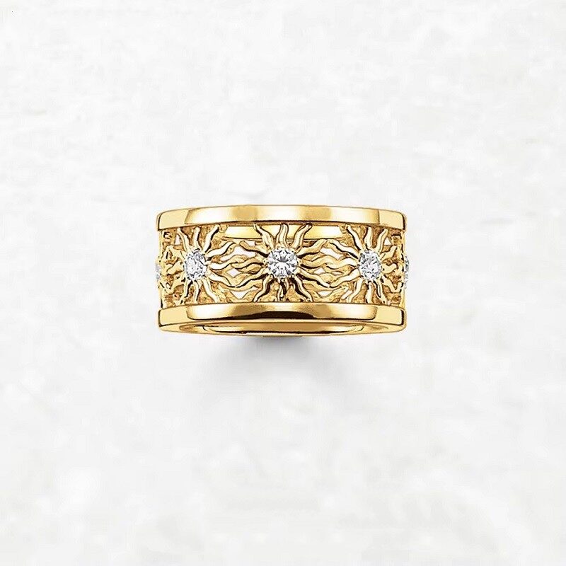 Golden Sun Horizon Band  925 Sterling Silver Ring