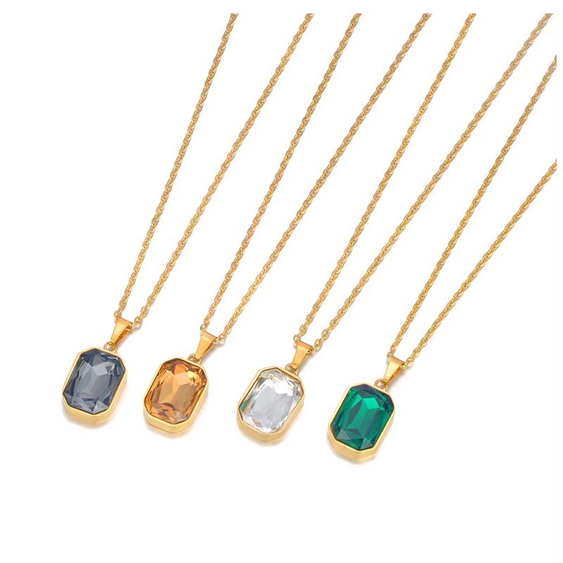 Aurora Prism Stainless Steel Gold Pendant Necklace