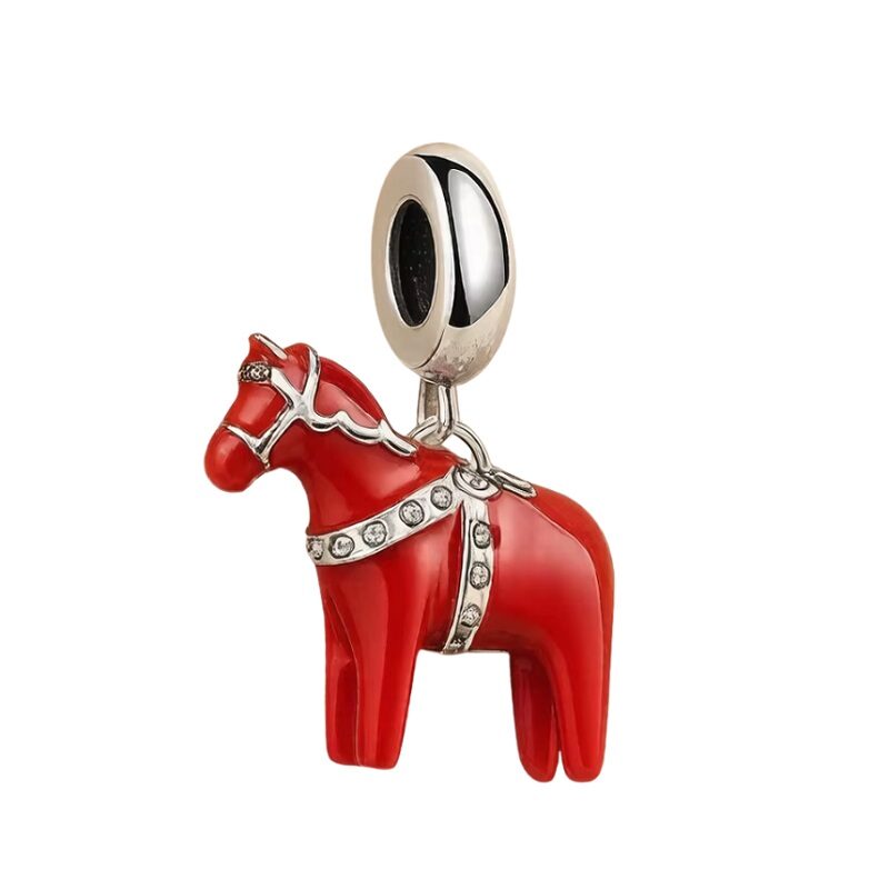 Heritage Red Dalarna Silver Dangle Charm