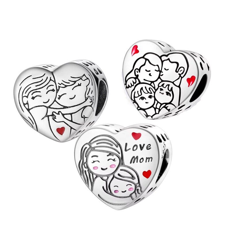 Family First 925 Silver Family Portrait Heart Charm