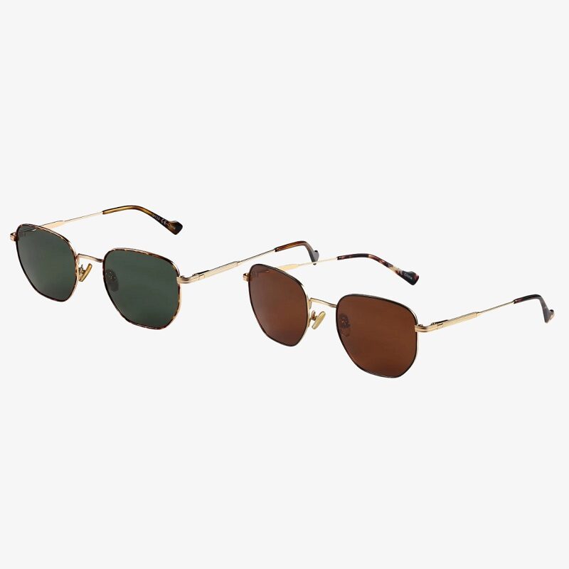 HexaShade Retro Hexagonal Polarized Gold Frame Sunglasses