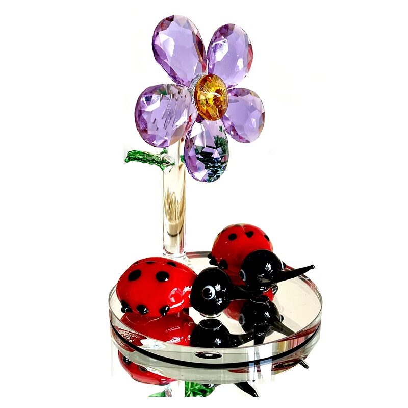 Garden Friends Crystal Ladybug Lavender Paperweight