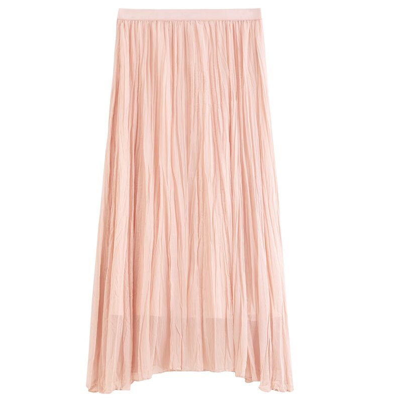 Blush Ruffle Matching Pleated Maxi Skirt Pink Rose