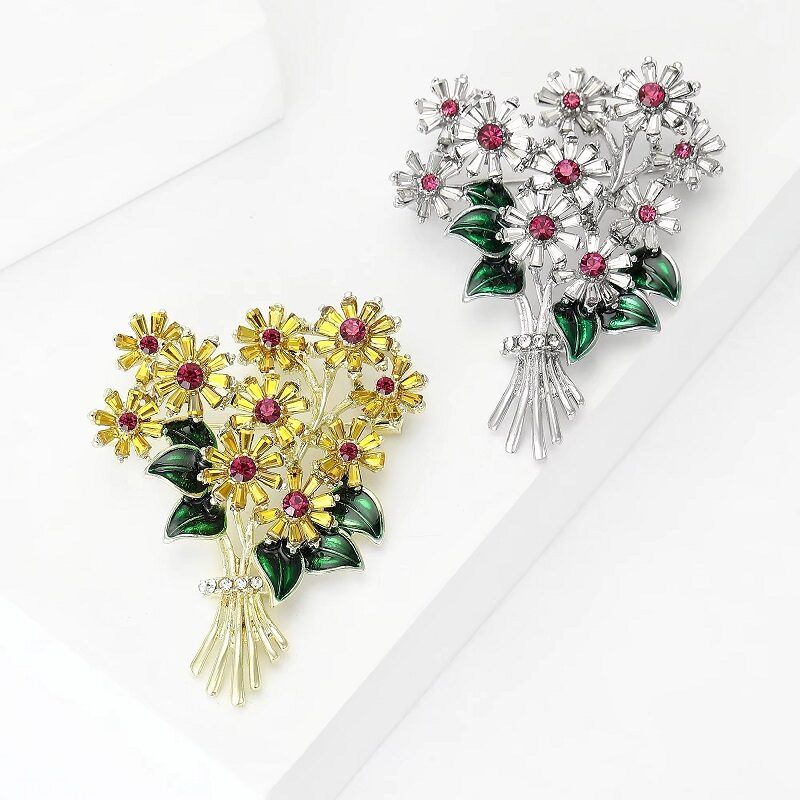 Daisy Bouquet Party Brooch Crystal Pin